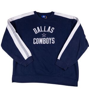 Vintage Reebok Dallas Cowboys NFL Sweatshirt XL Blue White Stripe Y2K Football